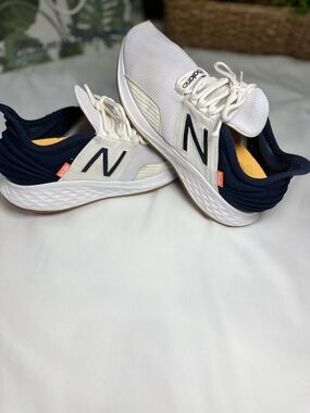 New Balance White & Navy Lightweight Trainer Shoes